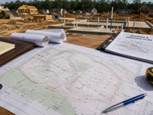 Topography survey and grading plan for a construction site in Tuscaloosa AL