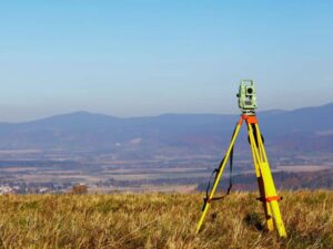 Land surveyor equipment on acreage in Tuscaloosa Alabama